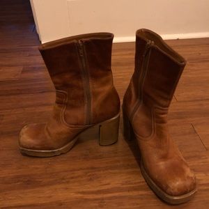 Brown leather boots